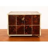 A mid 18th Century Iberian tortoiseshell and ivory chest,