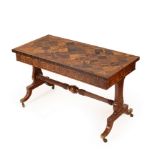An early 19th Century centre table with specimen wood top, associated,