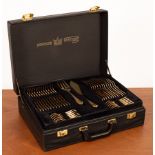 A Bestecke Solingen 23/24ct gold plated canteen of cutlery in a fitted case, for twelve persons,