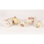 A group of 18th Century polychrome decorated creamware, comprising: a sugar bowl and cover,