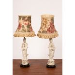 A pair of Chinese blanc de chine figures mounted as lamps CONDITION REPORT: