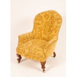 A Victorian upholstered armchair on cabriole legs CONDITION REPORT: Slight wear to