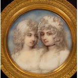 Manner of Andrew Plimer/The Redoute Sisters/bust length, both dressed in white/circular,