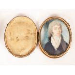 Two Georgian portrait miniatures of gentleman, watercolours on ivory,