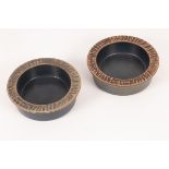 Lisa Larson for Gustavsberg (born 1931), two stoneware bowls in blue with incised marks to rim,