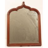 A 19th Century easel back mirror, the mahogany frame with ogee arch to the top, 59cm high x 43.