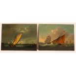 English School/Marine Scenes/a pair/initialled EBE and dated 1829/oil on canvas, 49.