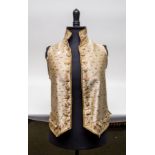 A late 18th Century fine cream silk satin waistcoat,