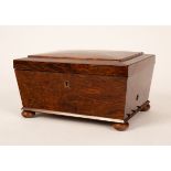 A George IV rosewood musical sewing box of sarcophagus form,