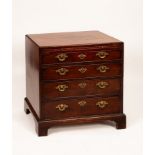 A George III mahogany chest of four long graduated drawers, on bracket feet, 76cm wide, 79cm high,