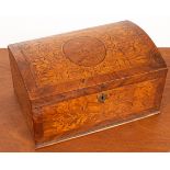 A William & Mary walnut lace box, the whole inlaid marquetry flowers, foliage, etc.
