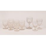 A set of six cut-glass goblets with diamond panels,