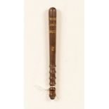 A 20th Century turned hardwood truncheon,