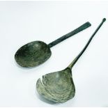 A Roman bronze spoon, 16.
