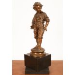 Afyter Charles Anfrie (1833-1905)/La Premère Culotte/bronze figure on a circular base, 61cm high,