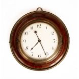 A George III mahogany and brass cased sedan timepiece, the white enamel dial with Arabic numerals,
