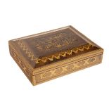 A Chinese lacquer and gilt decorated games box, circa 1815,