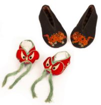 A pair of infant's Chinese embroidered slippers, circa 1910,