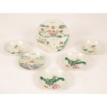 Six Chinese famille rose porcelain saucers, 19th/20th Century,