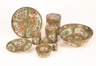 A group of Chinese Canton famille rose porcelain items, 19th Century,