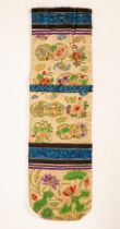 A Chinese letter case, circa 1890, embroidered with flowers and satin stitch,