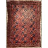 An Ersari carpet, late 19th Century, the brick red field of elephant foot guls,
