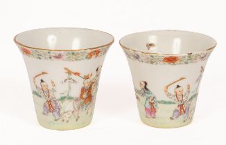 A near pair of Chinese famille rose porcelain teacups, 19th/20th Century,
