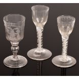 Two English wine glasses, circa 1760,