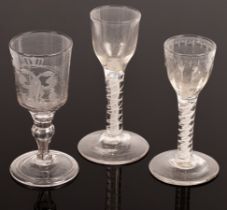 Two English wine glasses, circa 1760,