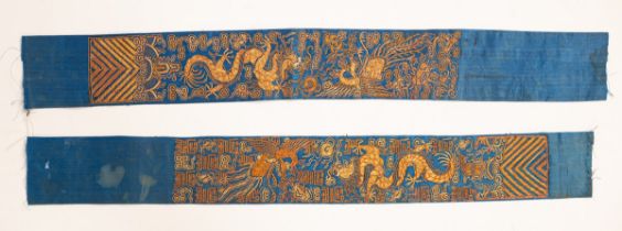 A pair of Chinese sleeve bands, circa 1850,