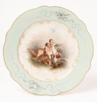 A Sèvres porcelain plate decorated a scene of two nudes with a swan, signed Antonin Boullemier,