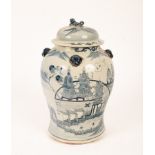 A blue and white ginger jar and cover, 19th Century, of baluster form,