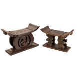 Two Chinese carved wooden stools, one 37.