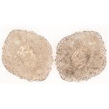 A pair of Chinese silver filigree dishes, chop marks beneath,