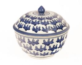 A Japanese Arita blue and white potiche and cover, Meiji period, painted with kiri mon,