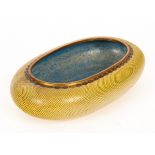 A Chinese yellow cloisonné oval bowl,