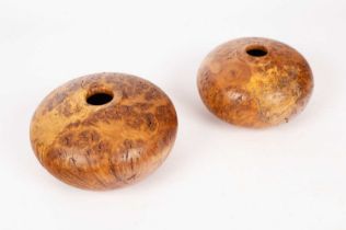 Two burr oak vases