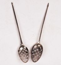 Two 18th Century silver mote spoons