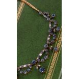 An Edwardian yellow gold, diamond and sapphire collarette necklace