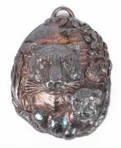 A Buccellati silver Christmas ornament depicting a Tiger and cub