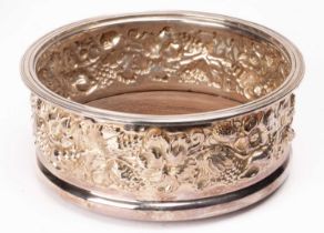 A silver mounted wine coaster,
