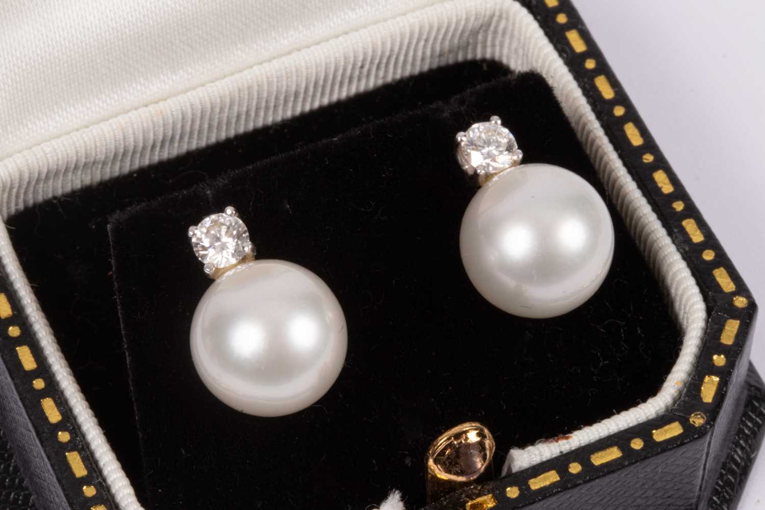 A pair of 18ct white gold, diamond and cultured pearl stud earrings - Image 3 of 4