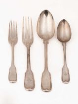Victorian fiddle and thread pattern silver flatware