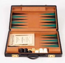 A travel backgammon set