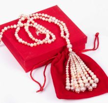 A white gold and cultured pearl necklace