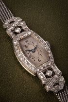A lady's Art Deco diamond set cocktail wristwatch
