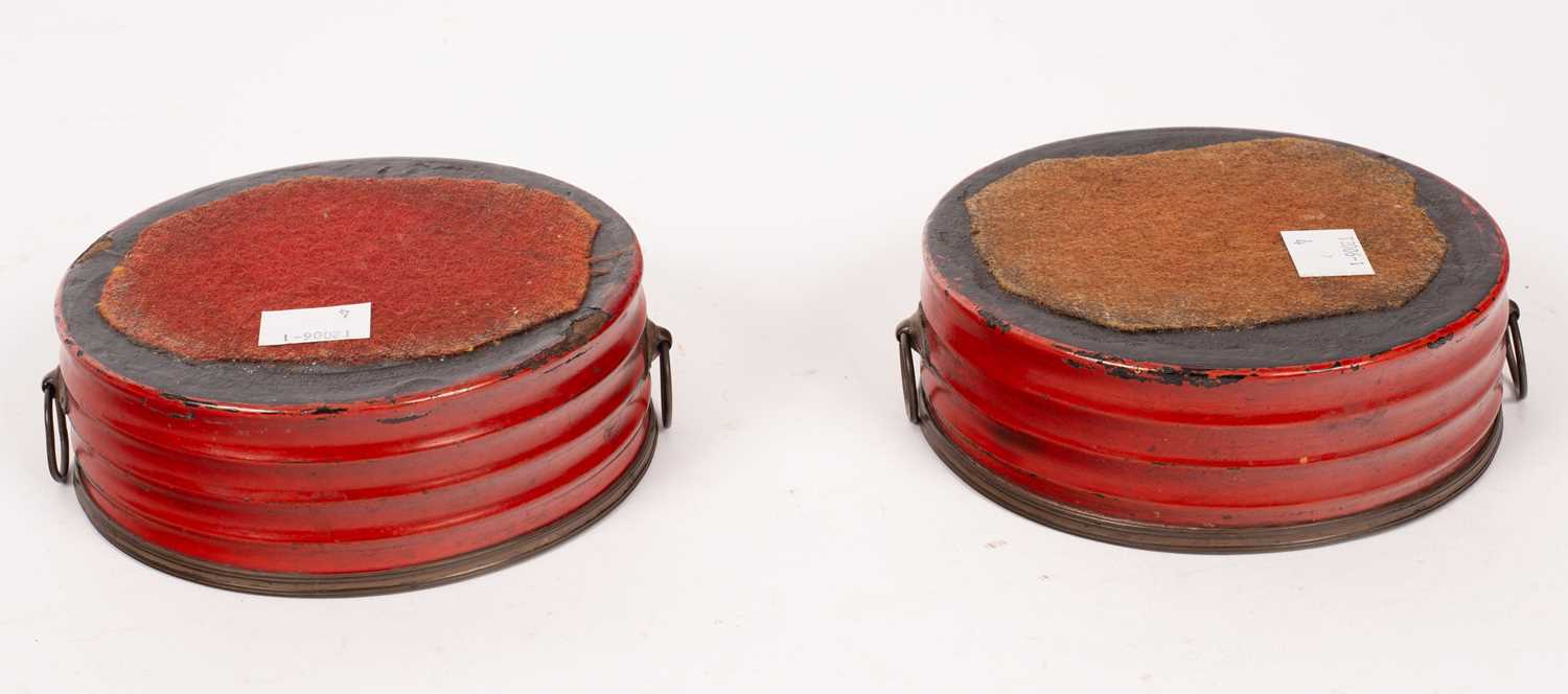 A pair of Regency red lacquer wine coasters, - Image 3 of 3