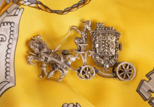 A 1940s silver and marcasite carriage brooch watch
