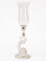 A 20th Century Baccarat moulded glass hurricane lamp