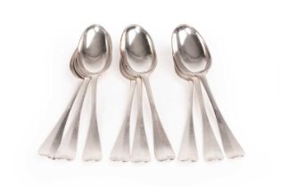 A set of nine Scottish Hanoverian pattern silver table spoons